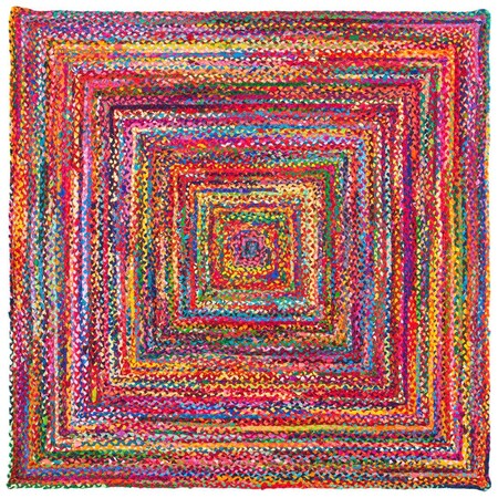 Safavieh 6 x 6 ft. Braided Hand Loomed Square Area Rug Red & Multi Color BRD210A-6SQ